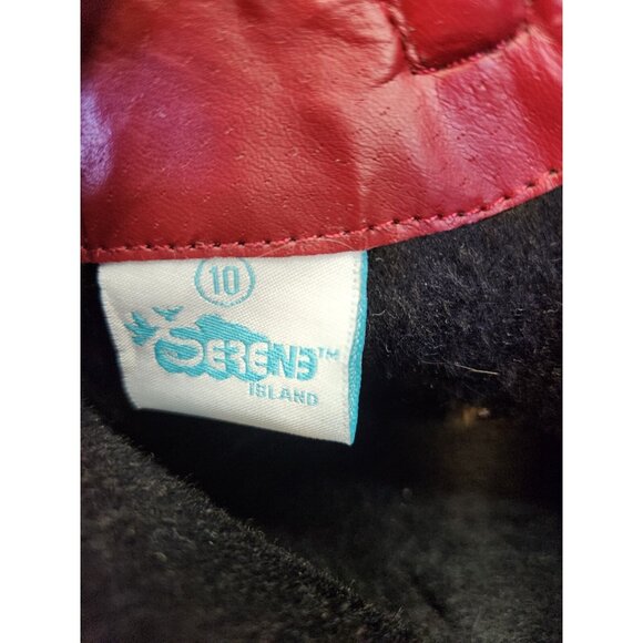 Serene Island Women 10 Faux Fur Suede Side Zip Slouche Bootie Red Small Heel - Picture 8 of 11